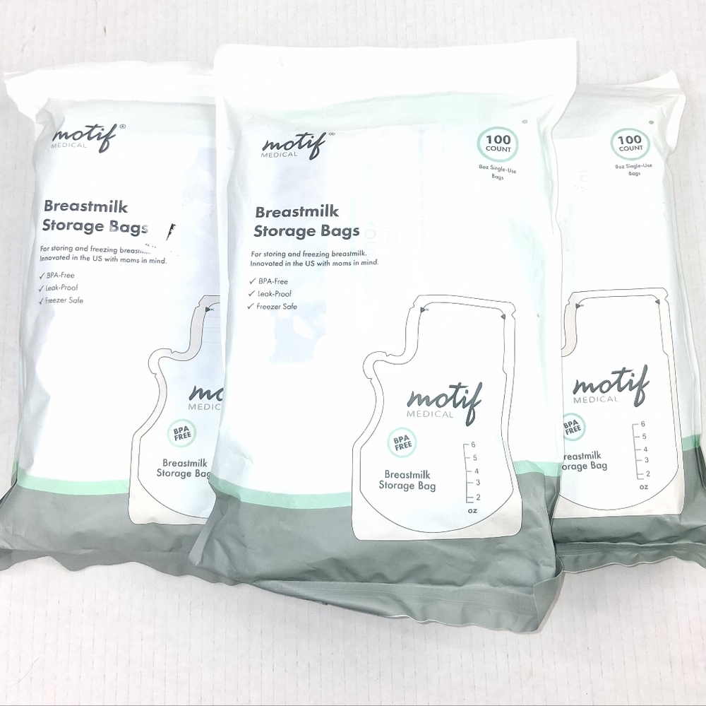 Motif Medical Breastmilk Storage Bags 8oz 100ct Lot Of 3
